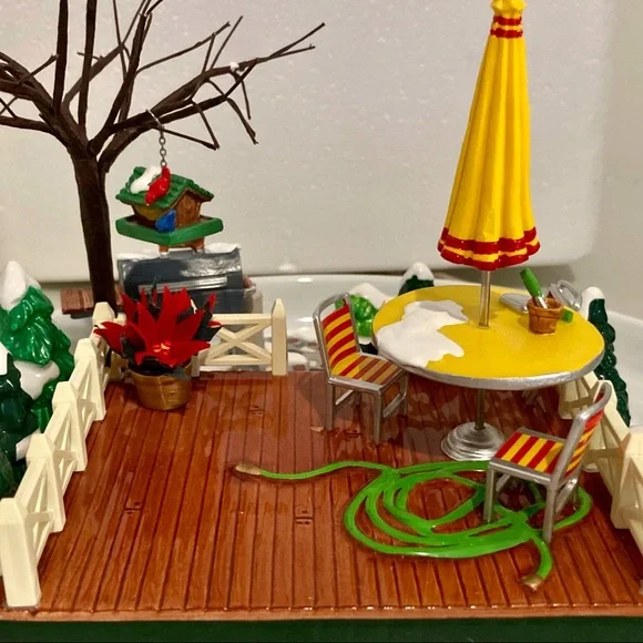 NFS Dept 56 The Backyard Patio & Grill Master and Friend, 3pc Lot- Snow Village - Picture 7 of 12